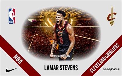 Lamar Stevens, Cleveland Cavaliers, joueur am&#233;ricain de basket-ball, NBA, portrait, USA, basket-ball, Rocket Mortgage FieldHouse, logo Cleveland Cavaliers