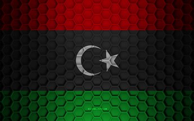 Libyan lippu, 3d kuusikulmio rakenne, Libya, 3d rakenne, Libya 3d lippu, metalli rakenne