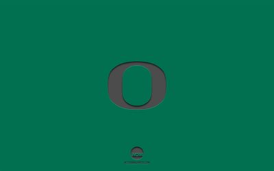 Oregon Ducks, fundo verde, time de futebol americano, emblema do Oregon Ducks, NCAA, Oregon, EUA, futebol americano, logotipo do Oregon Ducks