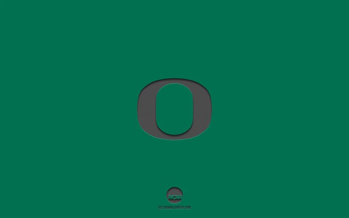 Oregon Ducks, sfondo verde, squadra di football Americano, emblema degli Oregon Ducks, NCAA, Oregon, USA, football Americano, logo Oregon Ducks