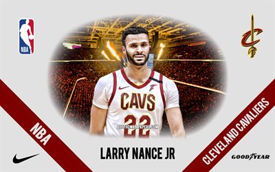 Larry Nance Jr, Cleveland Cavaliers, American Basketball Player, NBA, portrait, USA, basketball, Rocket Mortgage FieldHouse, Cleveland Cavaliers logo