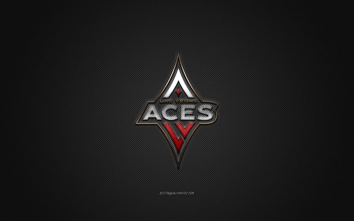 Las Vegas Aces, American basketball club, WNBA, red logo, gray carbon fiber background, basketball, Las Vegas, USA, Las Vegas Aces logo