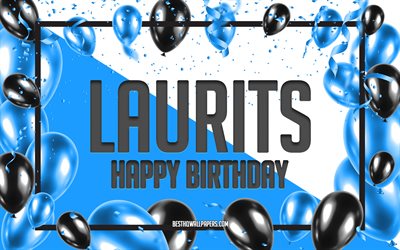 عيد ميلاد سعيد لوريتس, عيد ميلاد بالونات الخلفية, لوريتس, خلفيات بأسماء, عيد ميلاد البالونات الزرقاء الخلفية, عيد ميلاد لوريتس