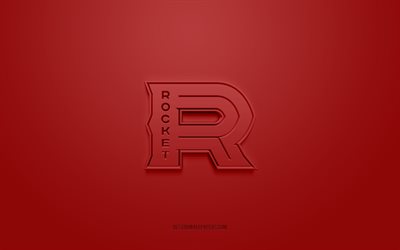Laval Rocket, logo 3D creativo, sfondo rosso, AHL, emblema 3d, Caadian Hockey Team, American Hockey League, Quebec, Canada, arte 3d, hockey, Laval Rocket 3d logo