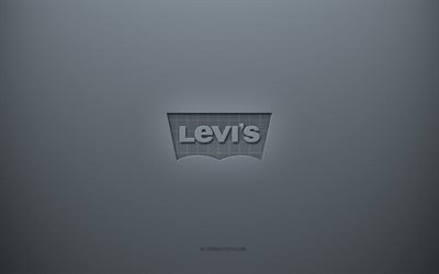 Levis -logo, harmaa luova tausta, Levis -tunnus, harmaa paperikuvio, Levis, harmaa tausta, Levis -3D -logo