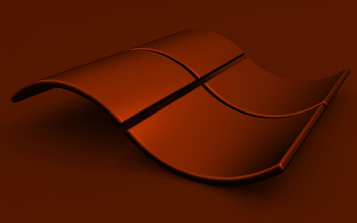 Windows orange logotyp, 4K, orange bakgrunder, creative, OS, Windows 3D -logotyp, konstverk, Windows 3D -v&#229;gig logotyp, Windows -logotyp, Windows