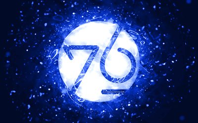 system76 tummansininen logo, 4k, tummansiniset neonvalot, Linux, luova, tummansininen abstrakti tausta, system76 -logo, käyttöjärjestelmä, järjestelmä76