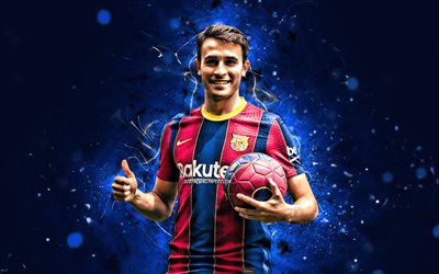 Eric Garcia, 4k, FC Barcelona, 2021, İspanyol futbolcular, LaLiga, Barca, futbol, Eric Garcia 4K, mavi neon ışıkları, Eric Garcia Barcelona, UEFA Şampiyonlar Ligi, FCB