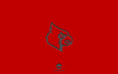 Louisville Cardinals, red background, American football team, Louisville Cardinals emblem, NCAA, Louisville, USA, American football, Louisville Cardinals logo