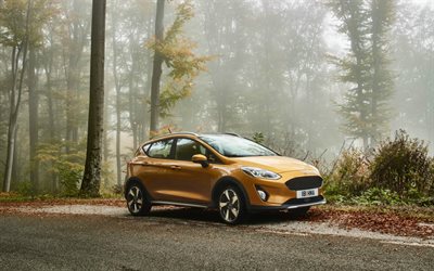 Ford Fiesta Active, 2017 cars, road, golden Fiesta, Ford