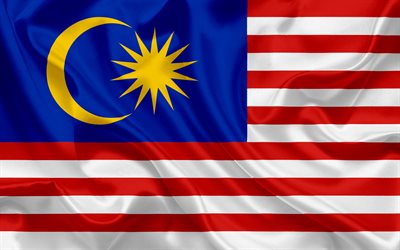 Malaysiska flaggan, Malaysia, Asien, silk flag, flaggan i Malaysia