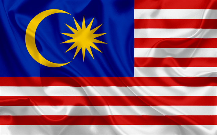 Drapeau malaisien, la Malaisie, l&#39;Asie, la soie du drapeau, le drapeau de la Malaisie