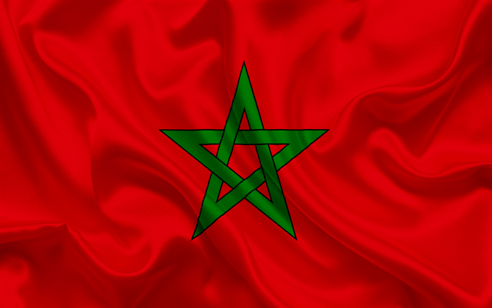 Marocain drapeau, Maroc, Afrique du Nord, de la soie du drapeau, le drapeau du Maroc