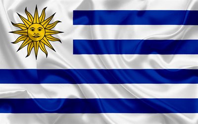 Uruguayan flag, Uruguay, South America, silk flag, flag of Uruguay