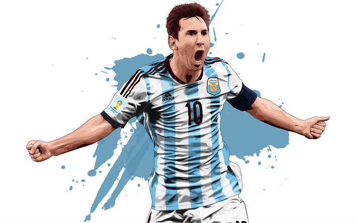Lionel Messi, obras de arte, las estrellas del f&#250;tbol, fan art, FC Barcelona, f&#250;tbol, grunge, los futbolistas, de Messi, del Bar&#231;a, Leo Messi, futbolista Argentino