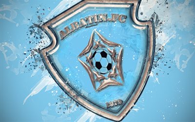 Al-Batin FC, 4k, paint art, logo, creative, Saudi Arabian football team, Saudi Professional League, emblem, blue background, grunge style, Hafar al-Batin, Saudi Arabia, football