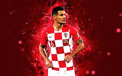 Dejan Lovren, 4k, match, Croatia National Team, fan art, Lovren, soccer, footballers, abstract art, neon lights, Croatian football team