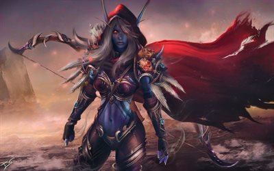 Warcraft, savaş&#231;ı, sanat Sylvanas Windrunner, karanlık, D&#252;nya, WoW