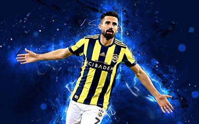 Alper Potuk, 4k, abstract art, Turkish footballer, Fenerbahce, soccer, Potuk, Turkish Super Lig, footballers, neon lights, Fenerbahce FC