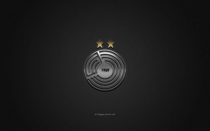 Al Sadd SC, Qatar football club, QSL, silver logo, gray carbon fiber background, Qatar Stars League, football, Doha, Qatar, Al Sadd SC logo