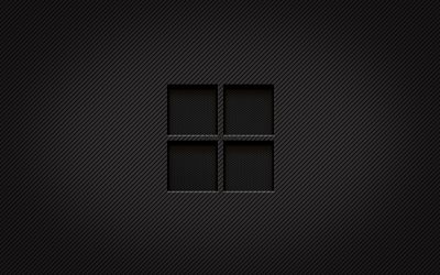 Microsoft carbon logo, 4k, grunge art, carbon background, creative, Microsoft black logo, brands, Microsoft logo, Microsoft