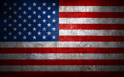 USA metal flag, grunge art, North American countries, Day of USA, USA flag, American flag, metal flags, Flag of USA, North America, US flag, USA, Flag of America