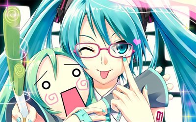 Hatsune Miku, une poup&#233;e, 4k, du manga, de Vocaloid