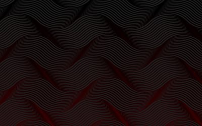 ondas abstratas pretas, 4k, texturas 3D, fundo ondulado preto, texturas de ondas, fundo com ondas, fundos pretos