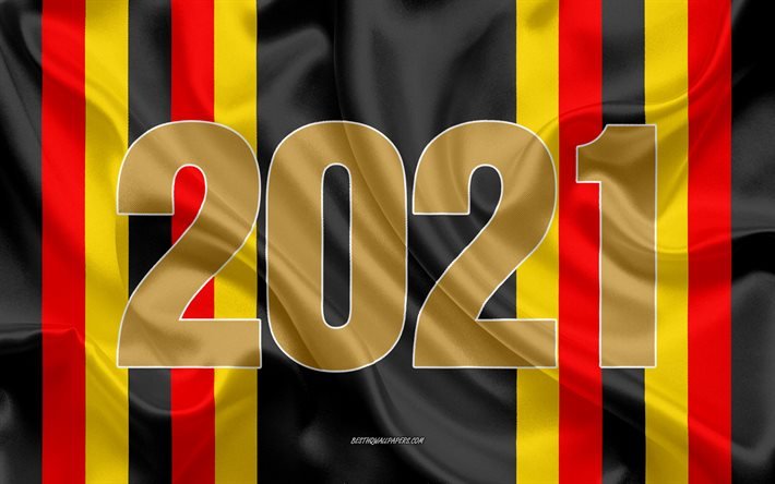 Alemanha 2021, 4k, textura de seda, Feliz Ano Novo 2021 Alemanha, 2021 conceitos, Alemanha