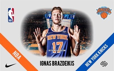 Ignas Brazdeikis, New York Knicks, Canadian Basketball Player, NBA, portrait, USA, basketball, Madison Square Garden, New York Knicks logo
