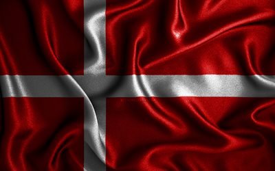 デンマーク国旗, 4k, シルクの波状の旗, ヨーロッパ諸国, 国のシンボル, デンマークの国旗, ファブリックフラグ, 3Dアート, デンマーク, ヨーロッパ, デンマークの3Dフラグ