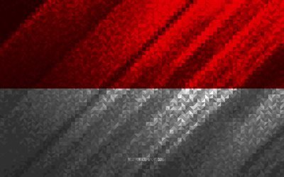 Flag of Indonesia, multicolored abstraction, Indonesia mosaic flag, Indonesia, mosaic art, Indonesia flag