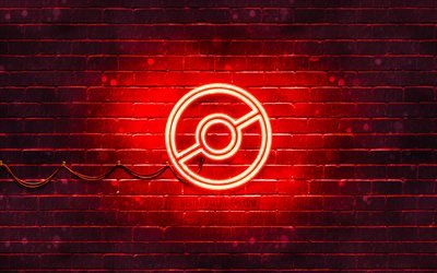 Logotipo vermelho do Pok&#233;mon Go, 4k, parede de tijolos vermelhos, logotipo do Pok&#233;mon Go, marcas de jogos, logotipo de n&#233;on do Pok&#233;mon Go, Pok&#233;mon Go