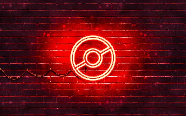 ポケモンGOの赤いロゴ, 4k, 赤レンガの壁, ポケモンGOロゴ, ゲームブランド, ポケモンGOネオンロゴ, ポケモンGO