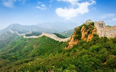 La gran Muralla de Beijing, la Gran Muralla de China, monta&#241;as, bosque, China