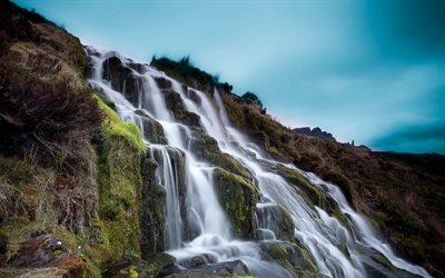 cascada, roca, piedras, hermosa cascada, Isla de Skye, Escocia