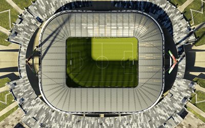Juventus Arena, 4k, Allianz Stadium, football stadium, Juventus, Turin, Italy, top view