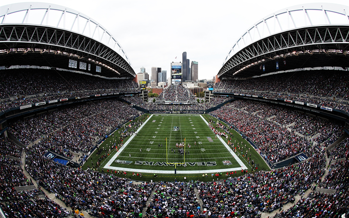 CenturyLink Field, 4K, Football Americano, Stadio, NFL, USA, seattle seahawks stadio, Seattle, Washington, Stati Uniti