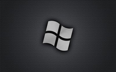 Windows, logotipo, rejilla de metal, de arte, de Microsoft