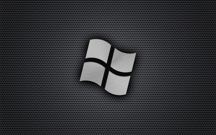 Windows, ロゴ, 金属格子, 美術, Microsoft
