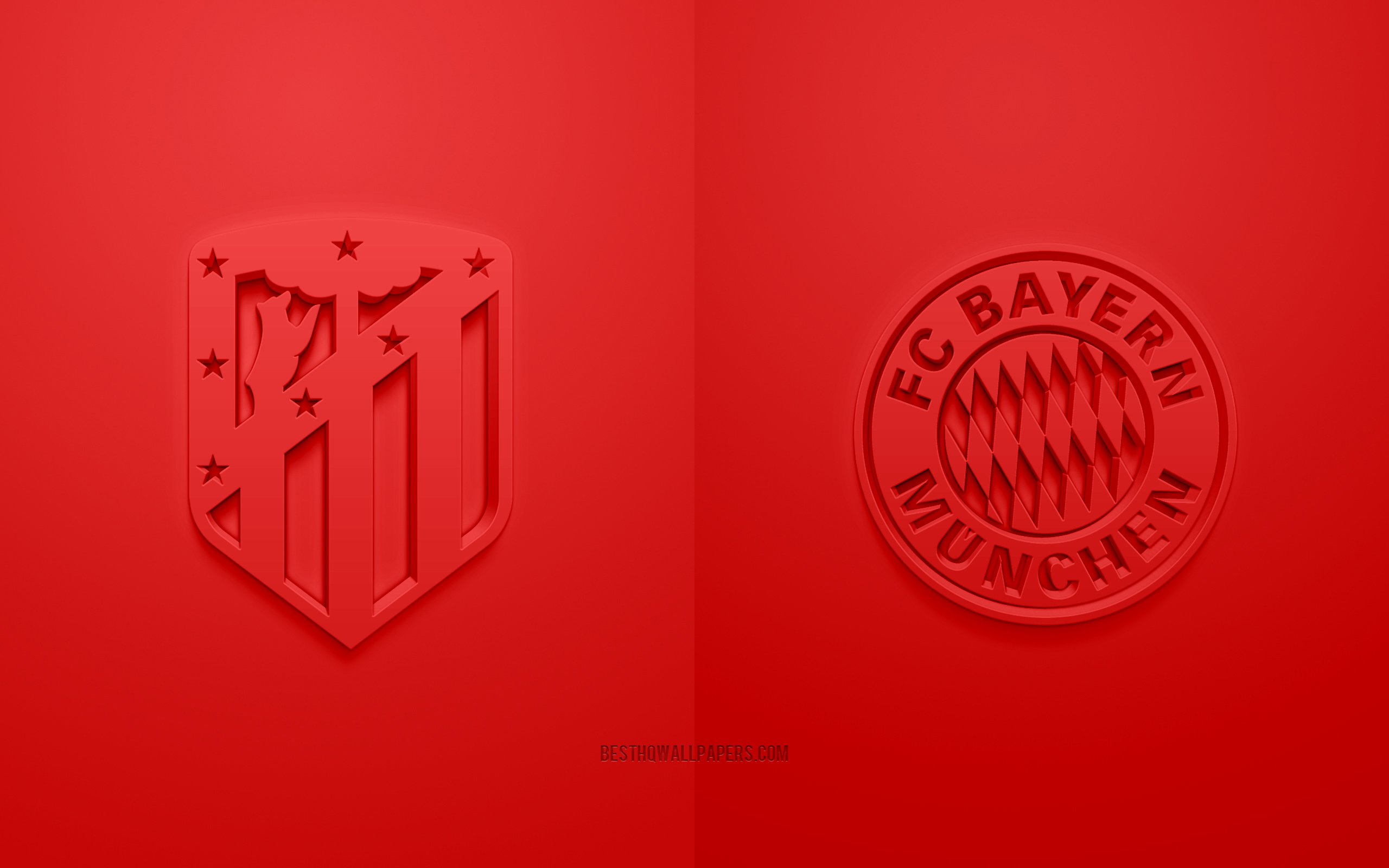Download Wallpapers Atletico Madrid Vs Bayern Munich Uefa Champions League Group A 3d Logos Red Background Champions League Football Match Atletico Madrid Fc Bayern Munich For Desktop With Resolution 2560x1600 High Quality