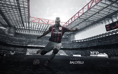 Soccer, Mario Balotelli, AC Milan, San Siro, Italy, Serie A