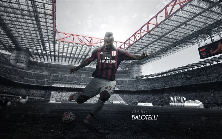 Football, Mario Balotelli, l&#39;AC Milan &#224; San Siro, l&#39;Italie, Serie A
