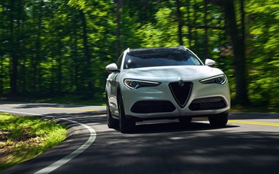 4k, Alfa Romeo Stelvio, road, Bilar 2018, delningsfilter, italienska bilar, Alfa Romeo