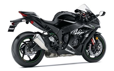 Kawasaki ZX-10RR Ninja, 2017, 4k, moto de sport, noir ZX-10RR, de nouvelles Japonais de motos, Kawasaki