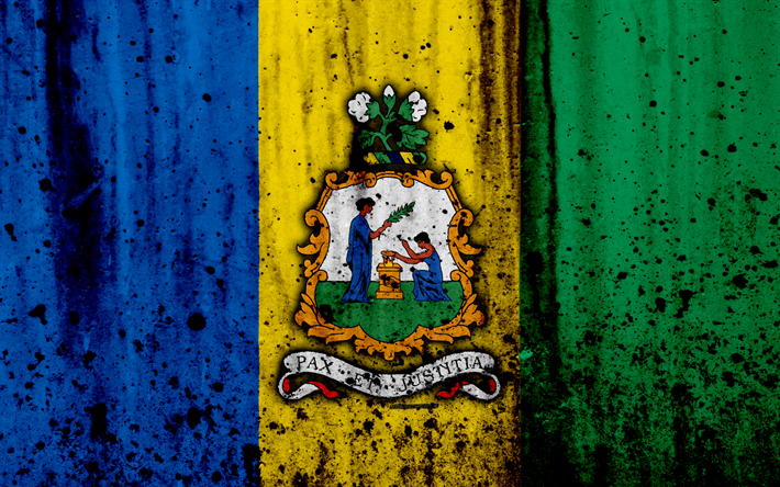 Kollar, Saint Vincent ve Grenadines, Saint Vincent ve Grenadines bayrağı, 4k, grunge, Kuzey Amerika, ulusal semboller, Saint Vincent ve Grenadines kat amblemi