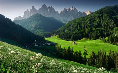 Dolomiterna, berg, byn, Europa, San Giovanni, Italien