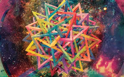 trianglar, 4k, geometriska former, kreativa, geometri, abstrakt bakgrund