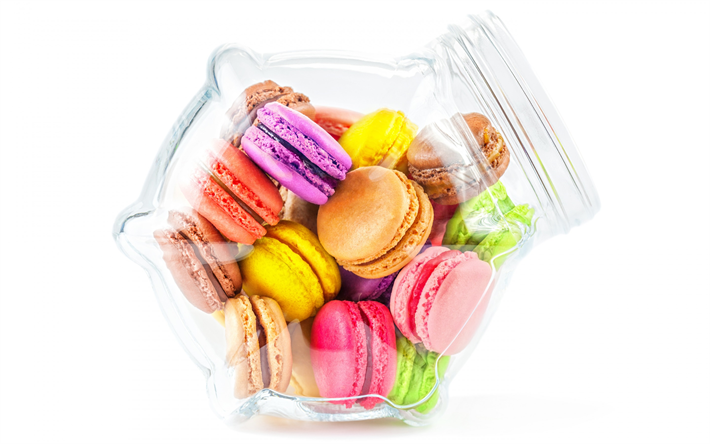 macaroons, colorful cookies, pastries, biscuits, sweets