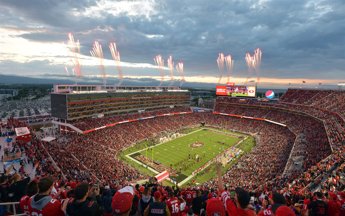 Levis Stadium, 4k, NFL, football stadium, San Francisco 49ers, Santa Clara, California, USA
